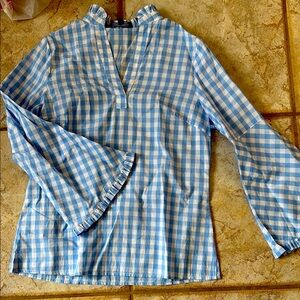 NWOT Blue and White Gingham Blouse duffield lane